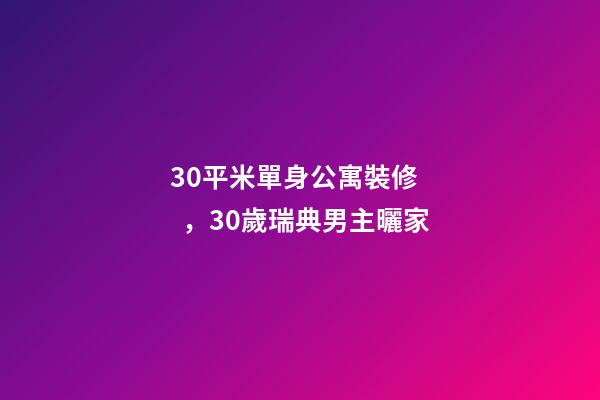 30平米單身公寓裝修，30歲瑞典男主曬家